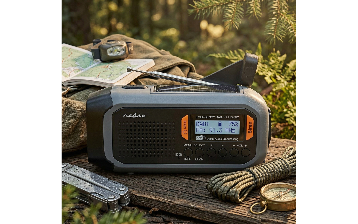 Draagbare DAB+/FM radio met noodfuncties - Nedis - afbeelding 1