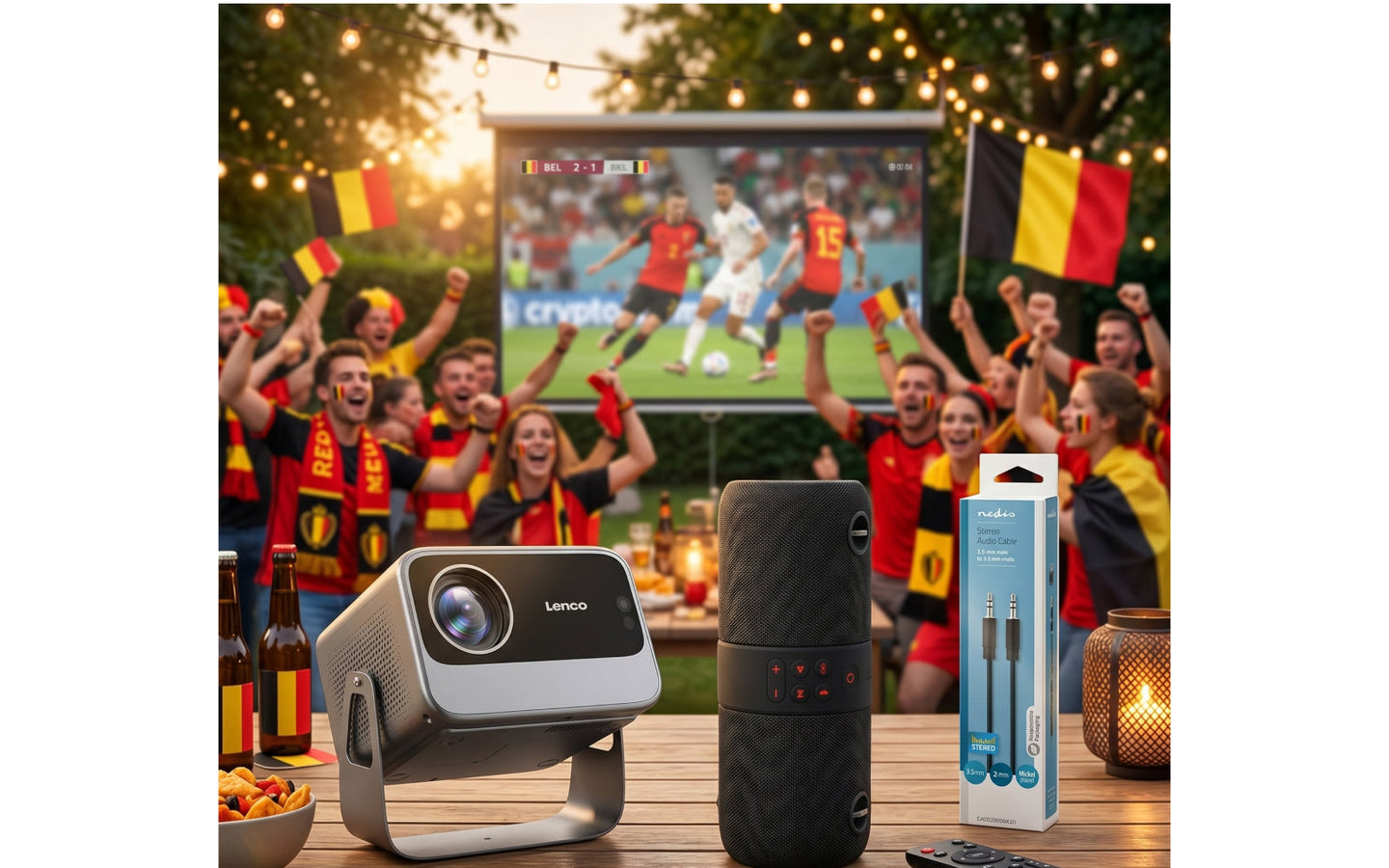 WK Home Stadium Bundel: Beamer + Speaker + Kabel - afbeelding 3