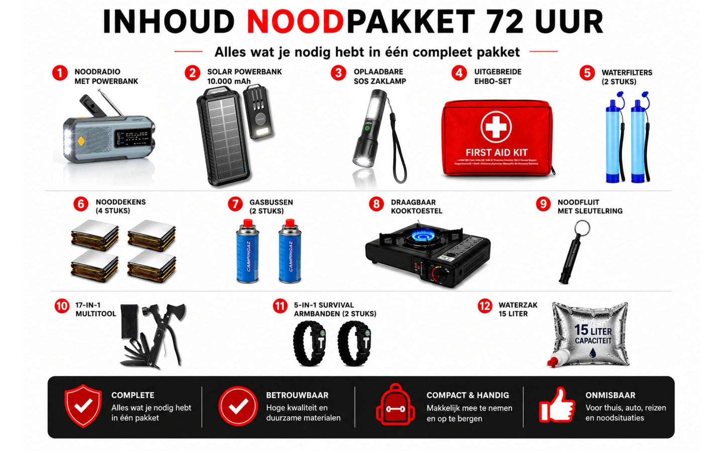 72-uur Noodpakket (incl. draagbaar kooktoestel) - afbeelding 2